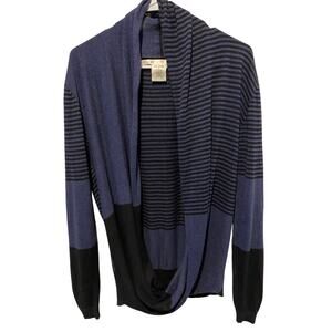 Max Studio Colorblock Long Sleeve Knit Top Medium Waterfall Front Light Sweater